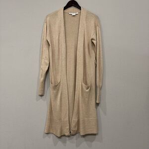 Veronica Beard Danzie Longline Cardigan‎ Small Beige Wool Blend Lightweight